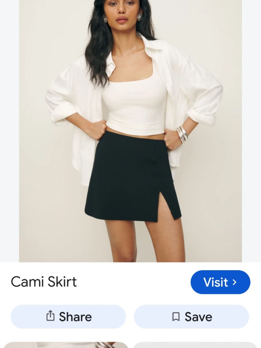 Reformation Black Side-Slit Mini Skirt — Size 2